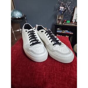 P448 Men's John Mid Sneaker Size 46 Or 12 White/Tan, Lace-Up, Zip